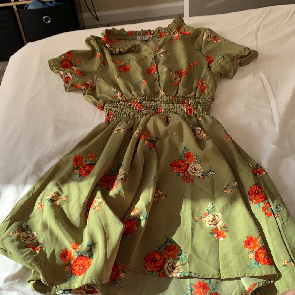 Green floral dress